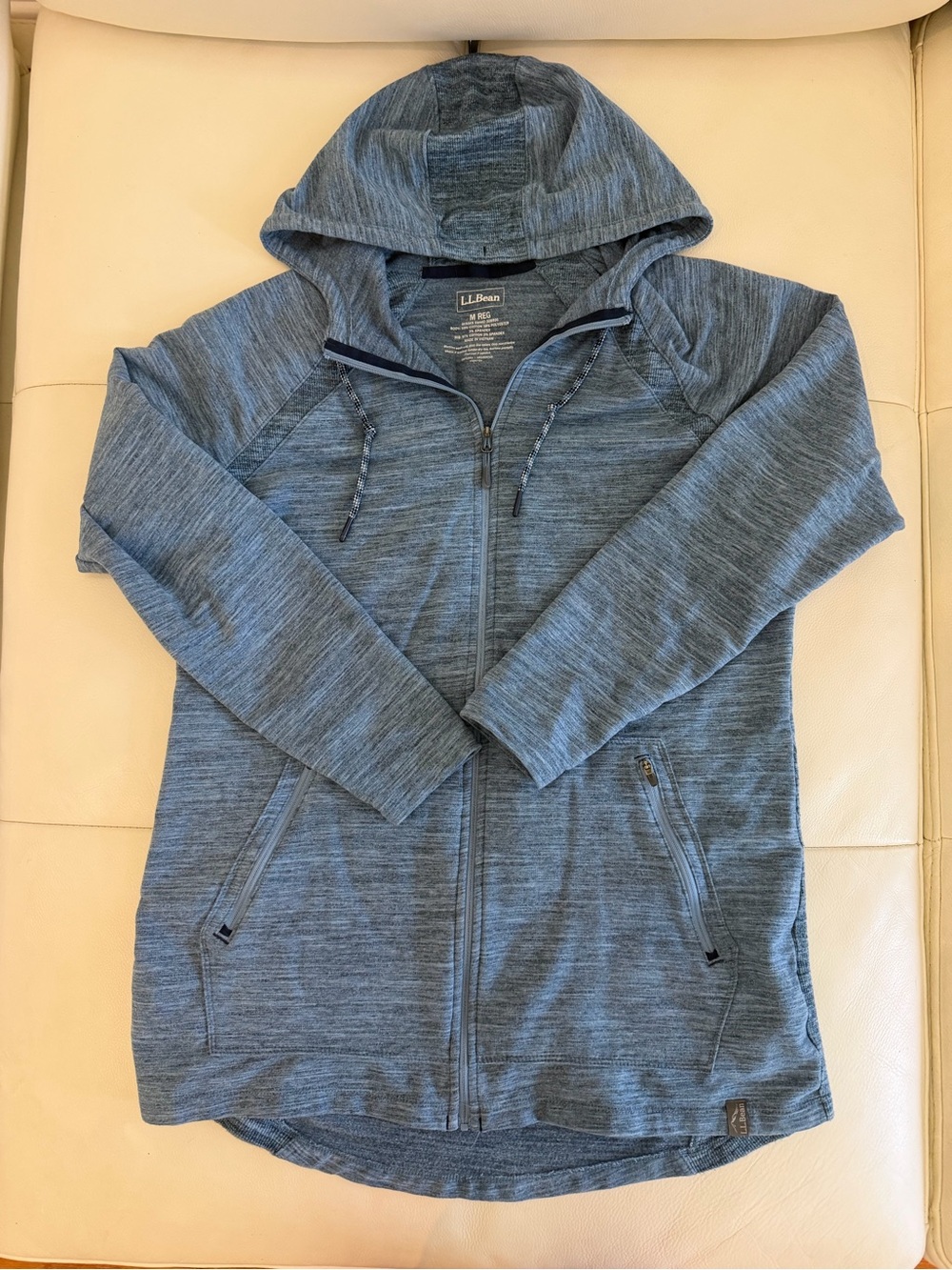 L.L. Bean Heathered Slate Blue Full-Zip Hooded Jacket